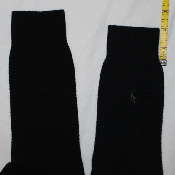 Polo Ralph Lauren Men’s 3-Set Solid Black Textured Polo Pony Dress Socks - Picture 5 of 11